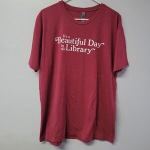 Next Level Apparel Its a Beautiful Day in the Library Graphic T-Shirt XL Red